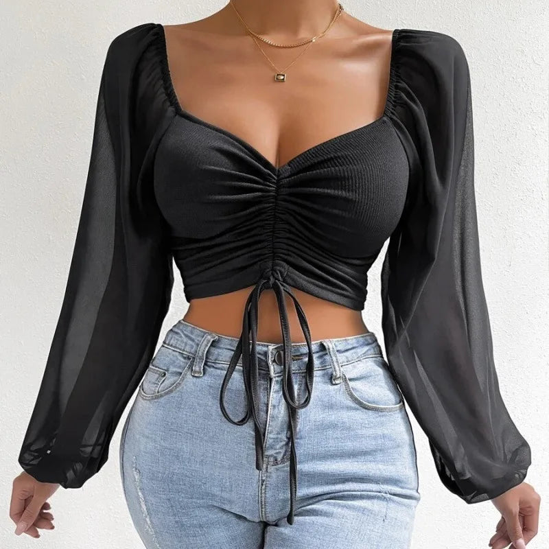 Moderne Damebluse med Pufærmer - Elegant Look til Enhver Lejlighed - Irmana