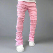 Distressed Straight Denim Herrebukser til Hip Hop Streetwear Stil - Nortun