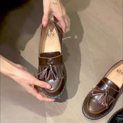 Premium Læder Oxford Arbejdskontor Kvinder Stilfulde Loafers - Urana