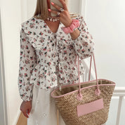 Blomstret Bluse i Babydoll-Stil- Babbas