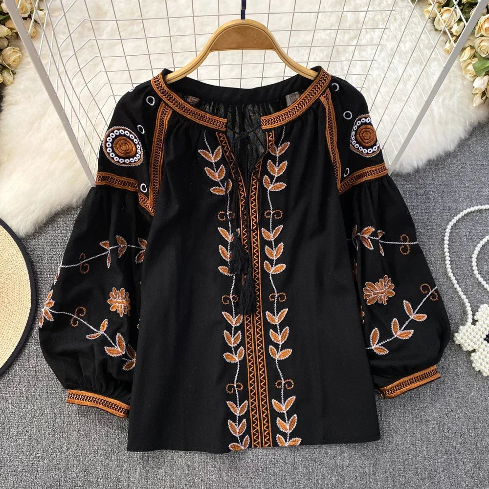 Boho Stil langærmet Bluse - Evenia