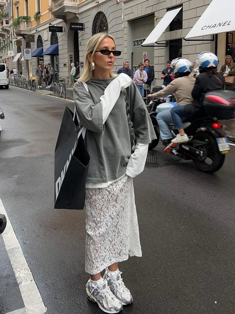 Blondenederdel med Høj Talje - Jamina