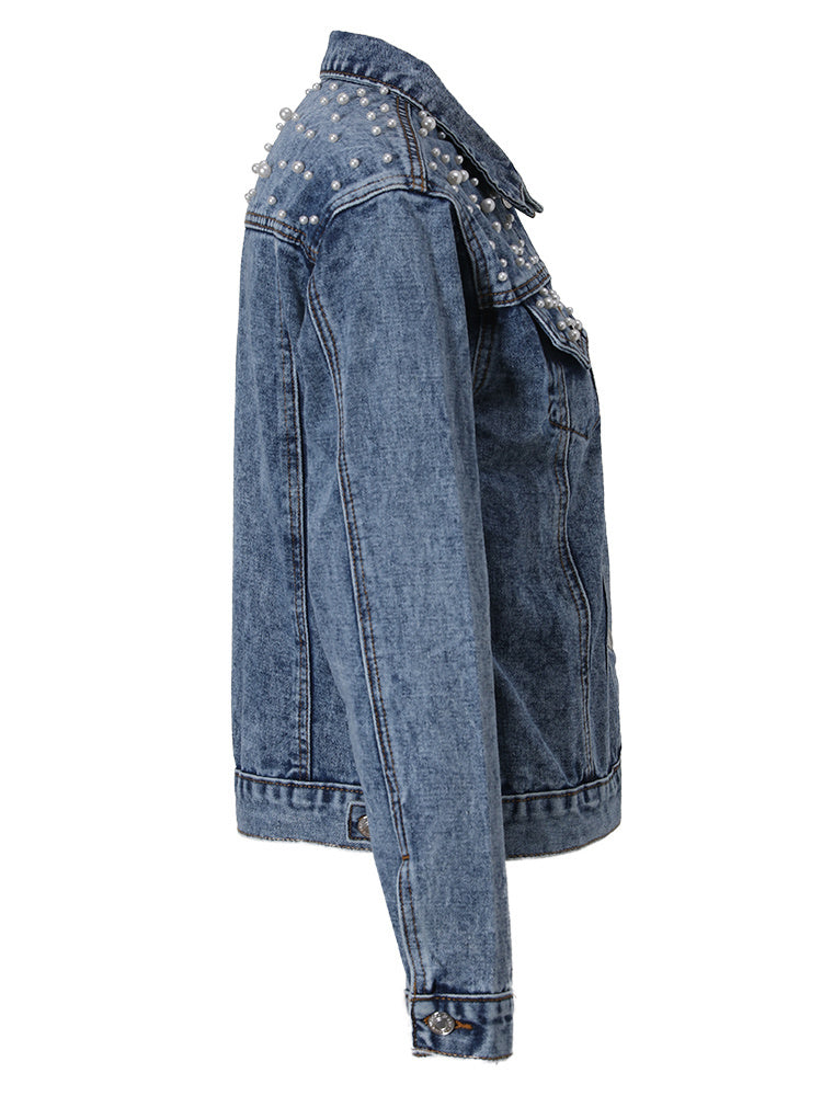 Elegance prydet med perler: denimjakken - Rasmin