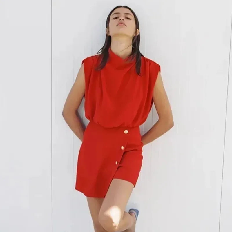Elegant Jumpsuit med Høj Hals uden ærmer til Kvinder - Malina