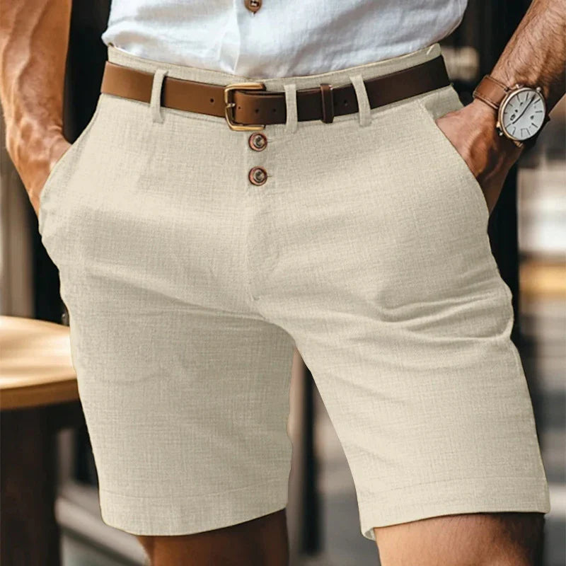Årgang Linned Slim Pasform Shorts til Mænd | Sommer | Forår - Humbez