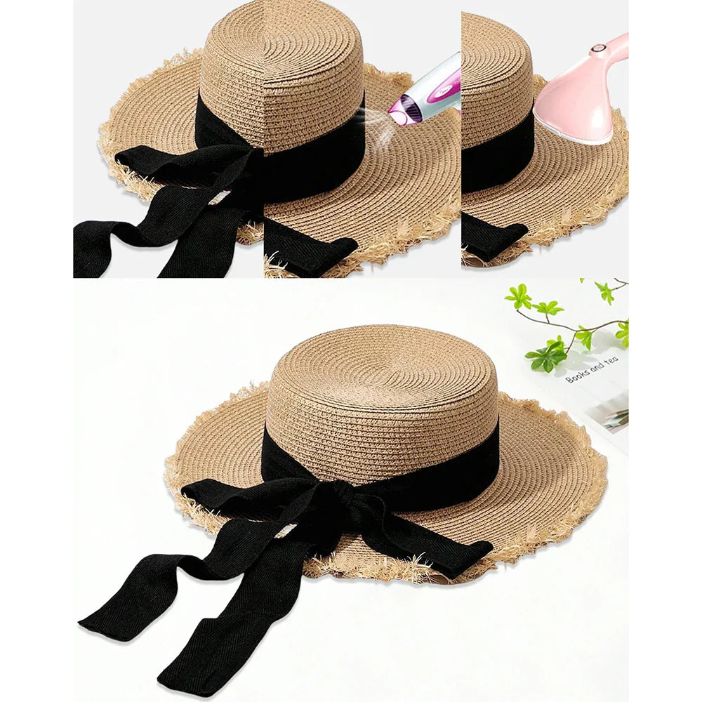 Vævet distressed trim sløjfebånd solhat - Sommer - Mikotia