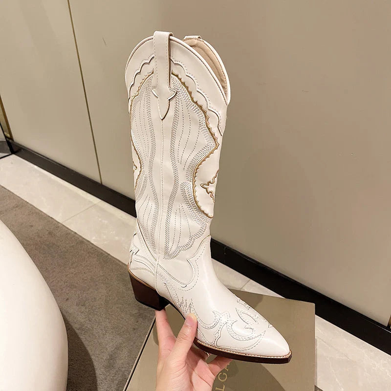 Western Style Knæhøje Cowboystøvler til Damer | Forårs Kollektion - Ameta