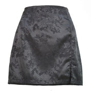 Jacquard Satin Højtaljet Mini-Nederdel - Vinead