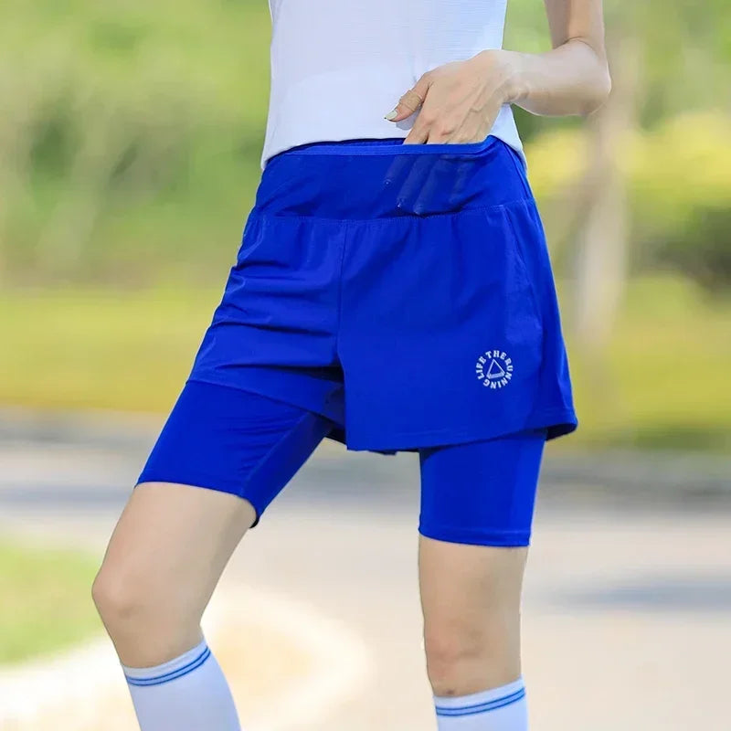 2 i 1 Højtaljede Sportsshorts til Træning, Yoga og Fitnesstræning - Rucca