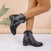 Retro PU Læder Vestlige Støvler til Kvinder | Forårs Kollektion - Jenniz