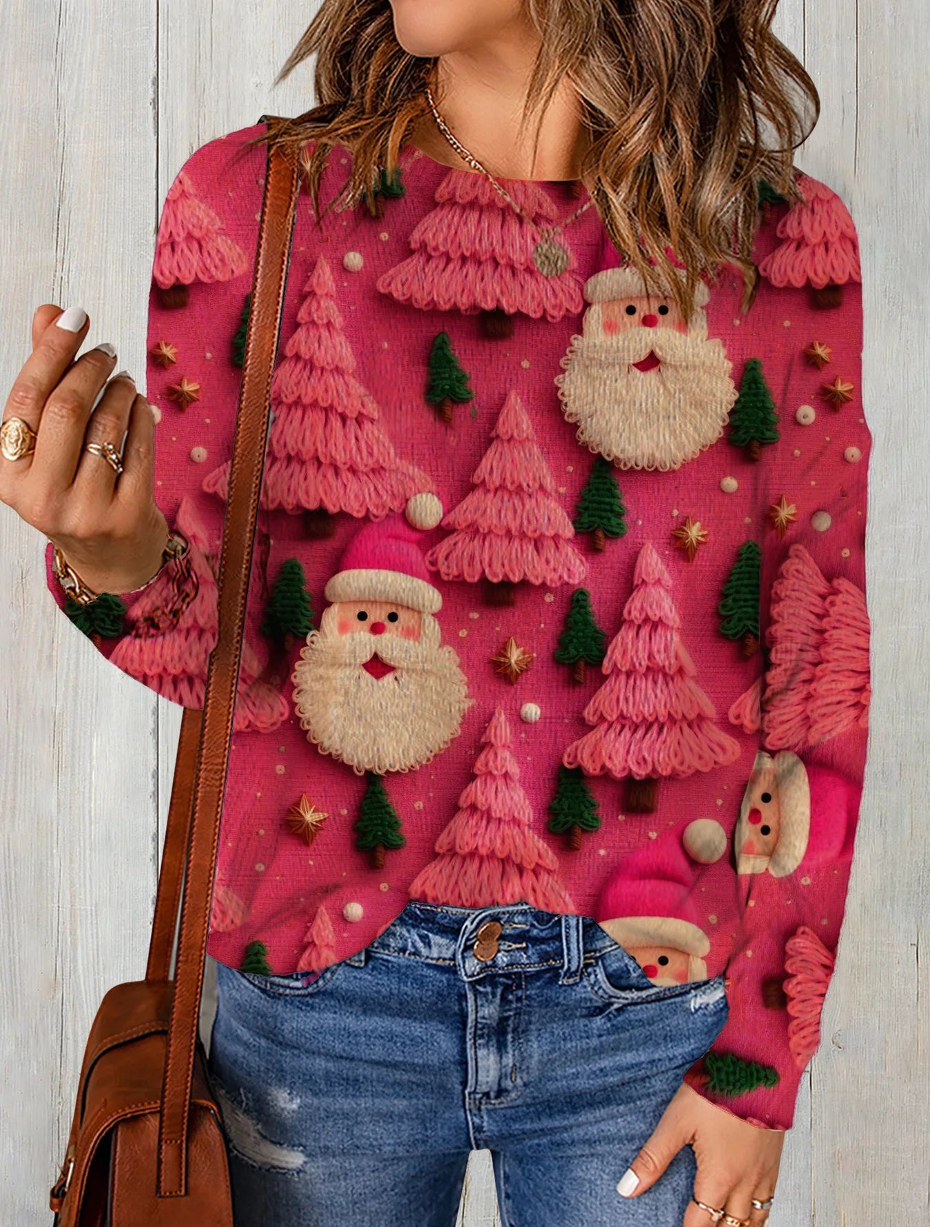 Vinter moderigtigt juletrøje med all-over print - Sultana