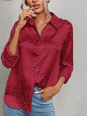 Kvinders Leopardprint Satinbluse | Forretnings- og Festtøj - Sineah