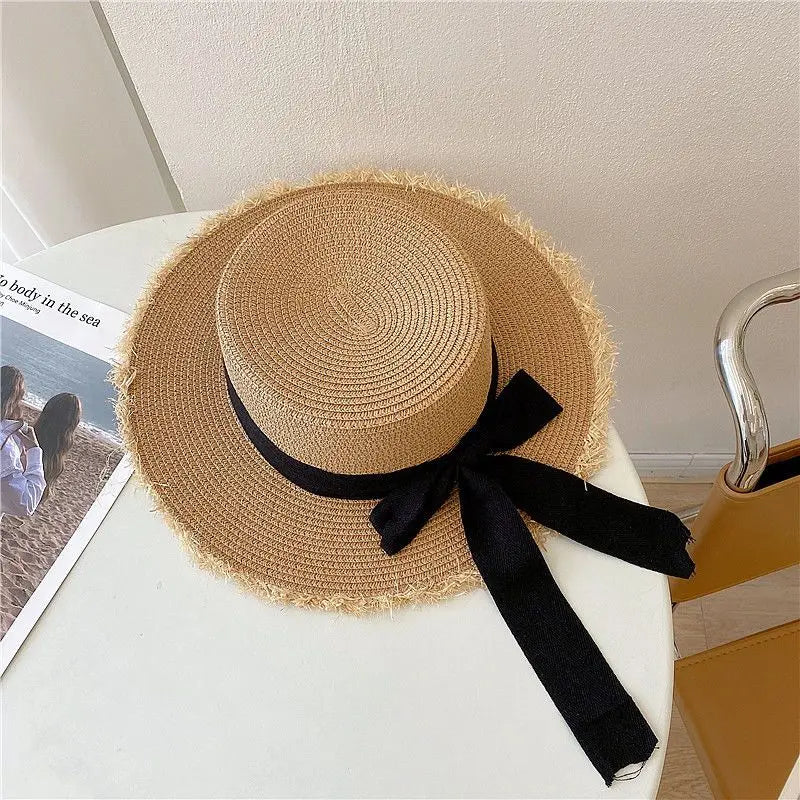 Vævet distressed trim sløjfebånd solhat - Sommer - Mikotia