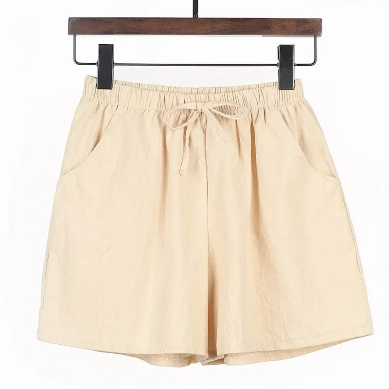 Casual Højtaljede Hørshorts til Kvinder - Shaya