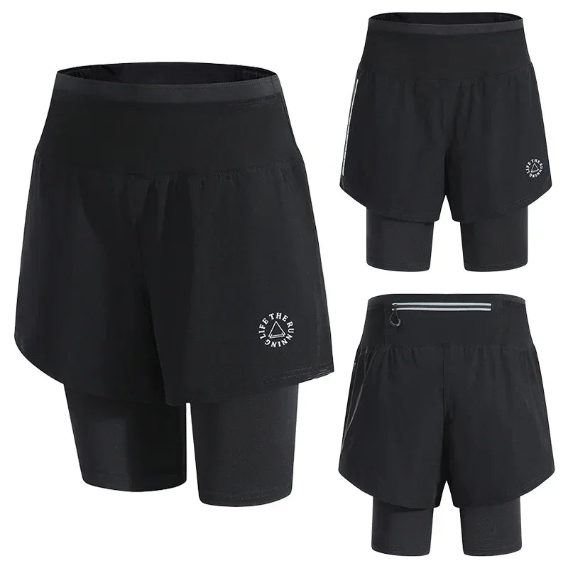 2 i 1 Højtaljede Sportsshorts til Træning, Yoga og Fitnesstræning - Rucca