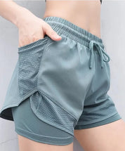 Højtaljede Sommersportshorts til Kvinder | Hurtigtørrende og åndbare Fitnessshorts - Silvina