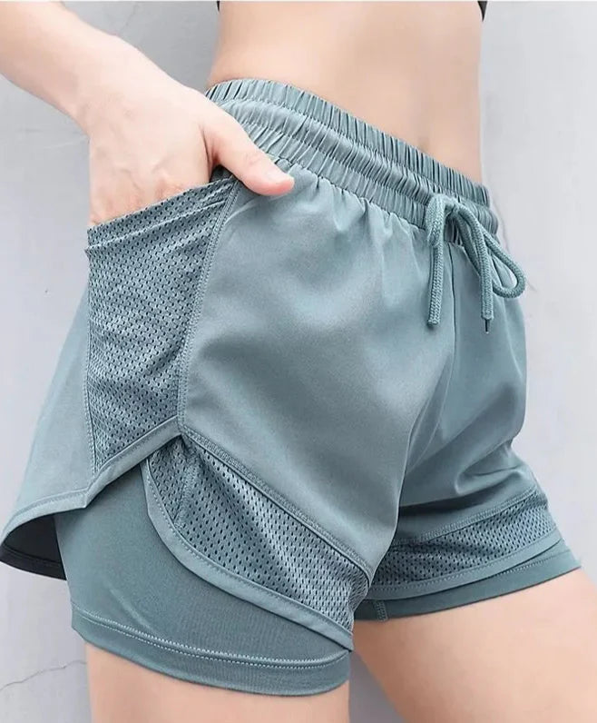 Højtaljede Sommersportshorts til Kvinder | Hurtigtørrende og åndbare Fitnessshorts - Silvina
