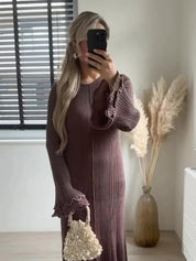 Elegant Maxi Strikkjole uden Ryg til Kvinder - Ellenaz