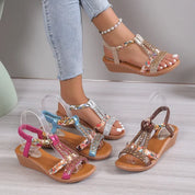 Bohemian Rhinestone Platform Sandaler til Kvinder | Forårs- og Sommerkollektion 2025 - Lanah