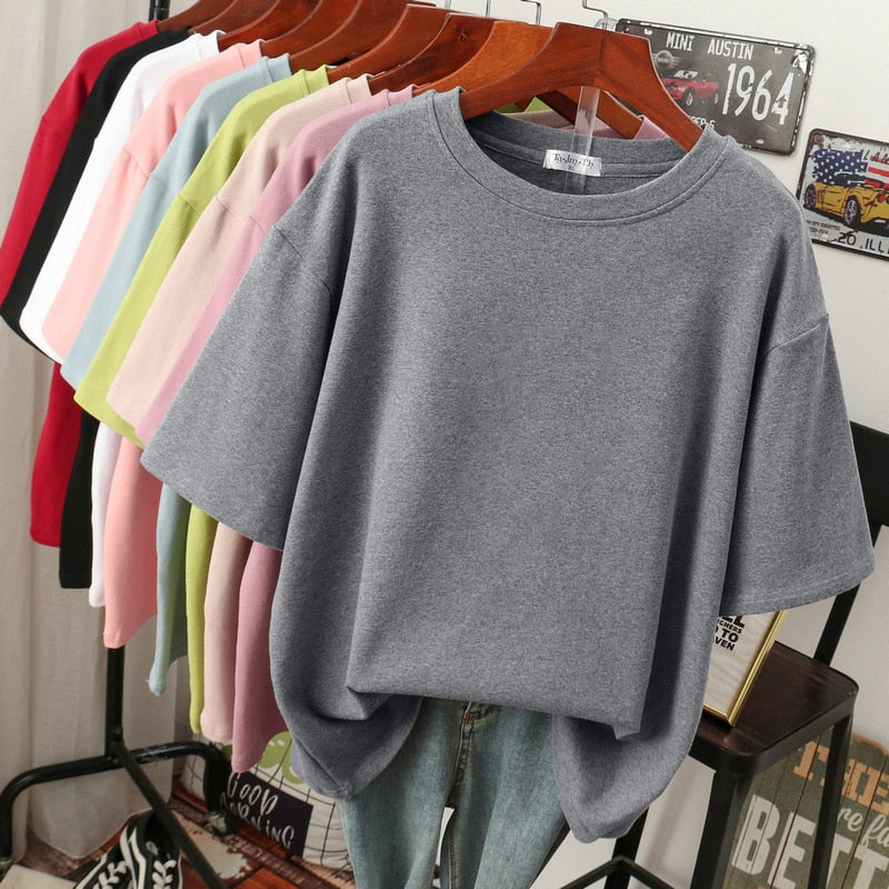 Bomuld basic plus-størrelse T-shirt til kvinder - Annika