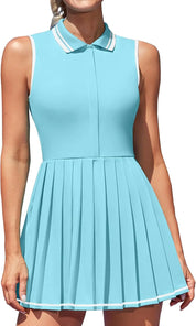 Dame Tennis- og Golfkjole - Plisseret Polo Et stykke med Shorts - Letixa