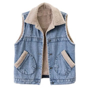 Denimvest med fleecefor til kvinder l forårskollektion - Spaka