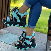 Chunky Neon-sandaler med høj platform og sporty detaljer - Preema