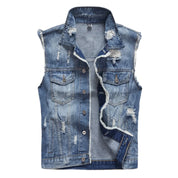 Rippet ærmeløs Denimvest til Mænd - Billyo