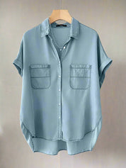 Elegant Denimbluse til Kvinder med Knaplukning - Dianai