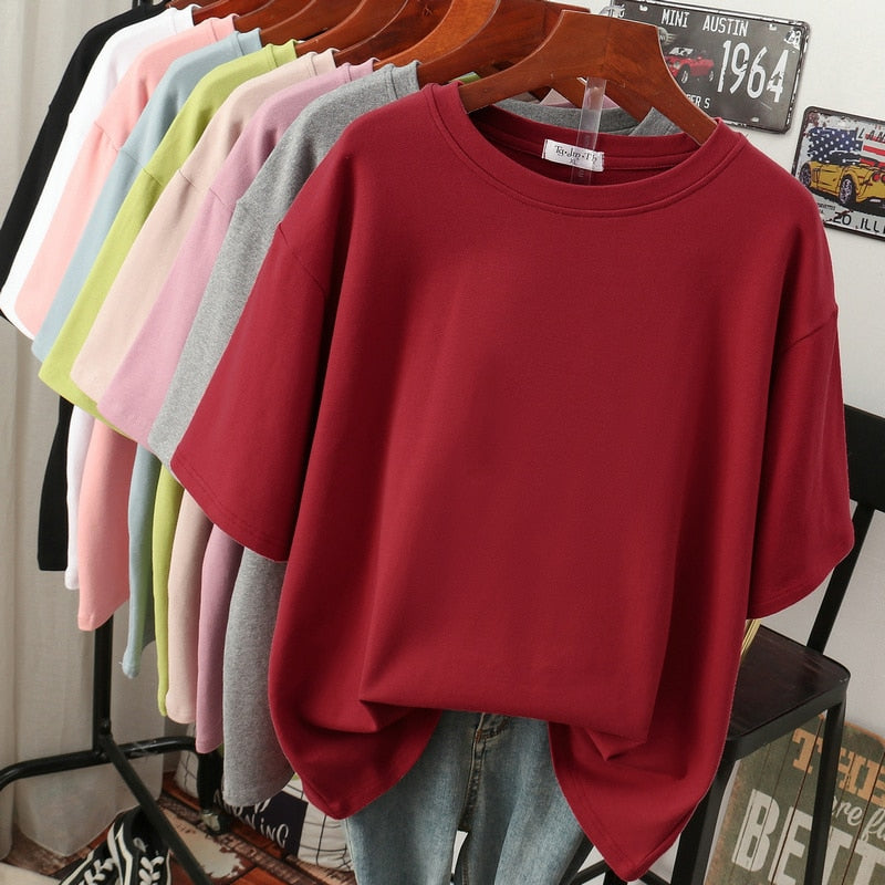Bomuld basic plus-størrelse T-shirt til kvinder - Annika
