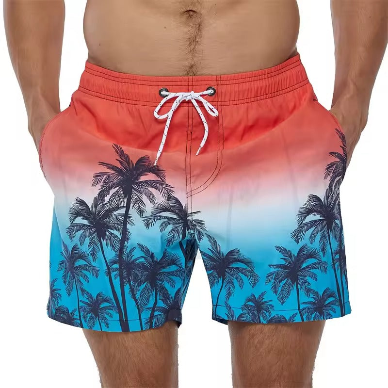 Strandshorts med tropisk tryk elastisk talje til mænd - Quveno