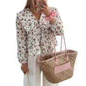 Blomstret Bluse i Babydoll-Stil- Babbas