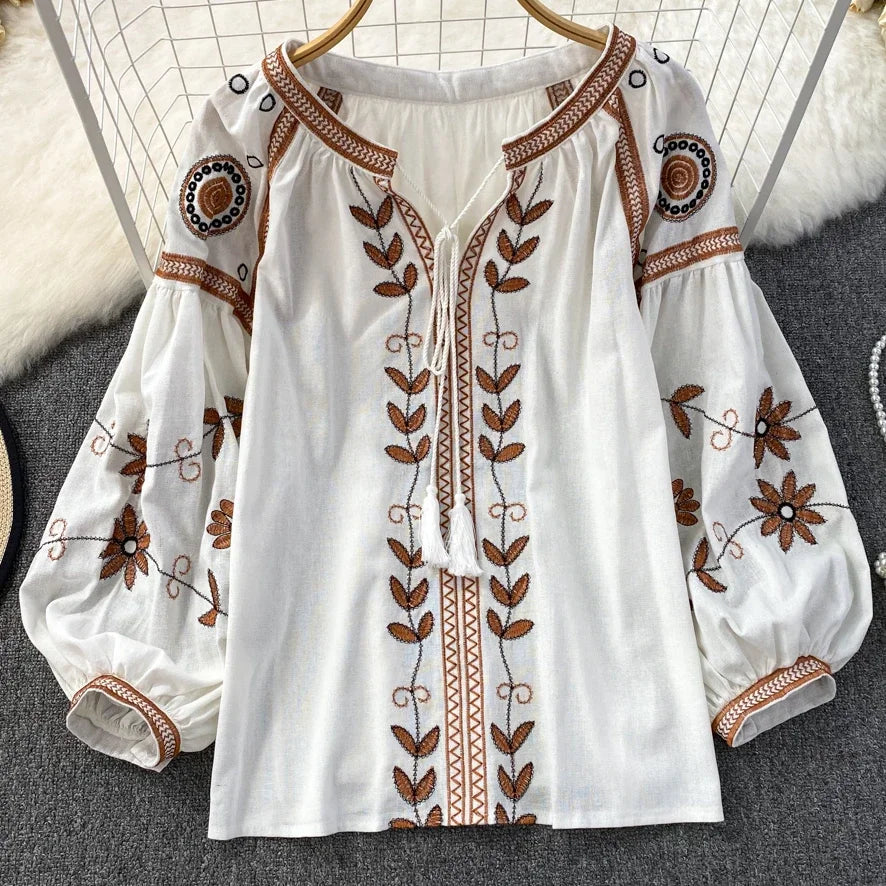 Boho Stil langærmet Bluse - Evenia