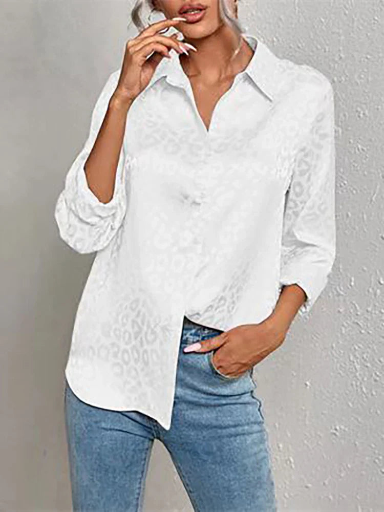 Kvinders Leopardprint Satinbluse | Forretnings- og Festtøj - Sineah