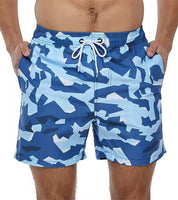 Strandshorts med tropisk tryk elastisk talje til mænd - Quveno