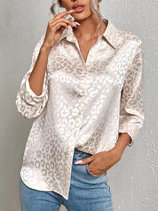 Kvinders Leopardprint Satinbluse | Forretnings- og Festtøj - Sineah