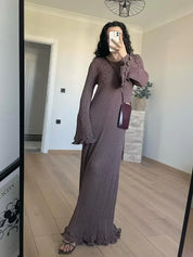 Elegant Maxi Strikkjole uden Ryg til Kvinder - Ellenaz