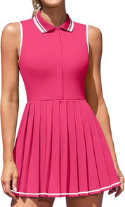 Dame Tennis- og Golfkjole - Plisseret Polo Et stykke med Shorts - Letixa