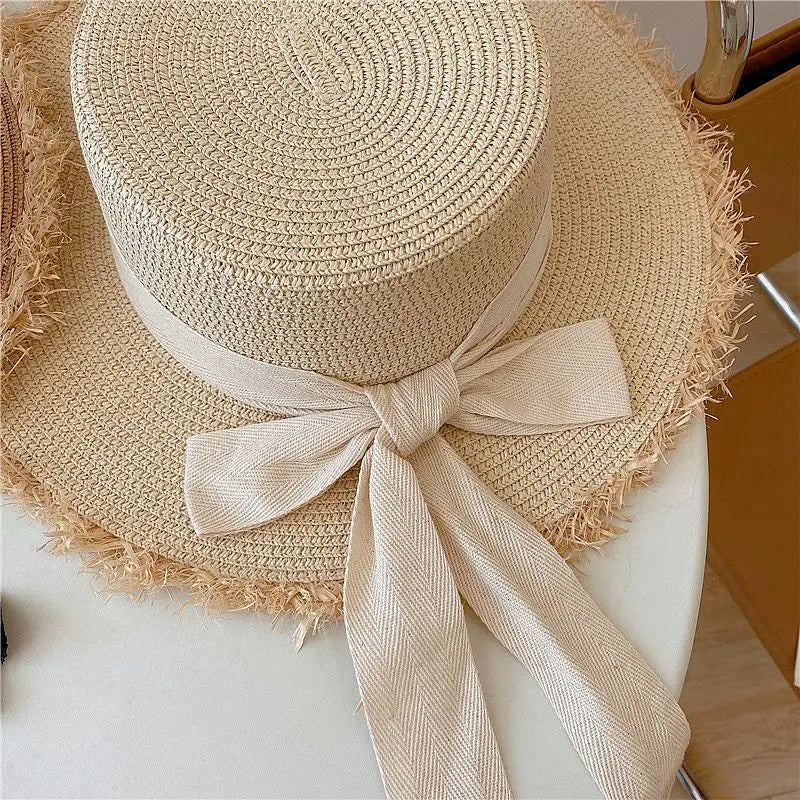 Vævet distressed trim sløjfebånd solhat - Sommer - Mikotia