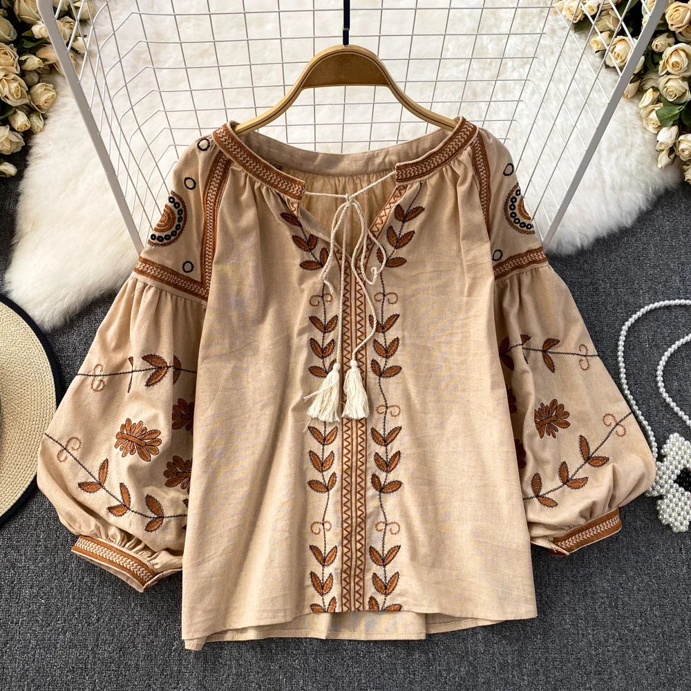 Boho Stil langærmet Bluse - Evenia