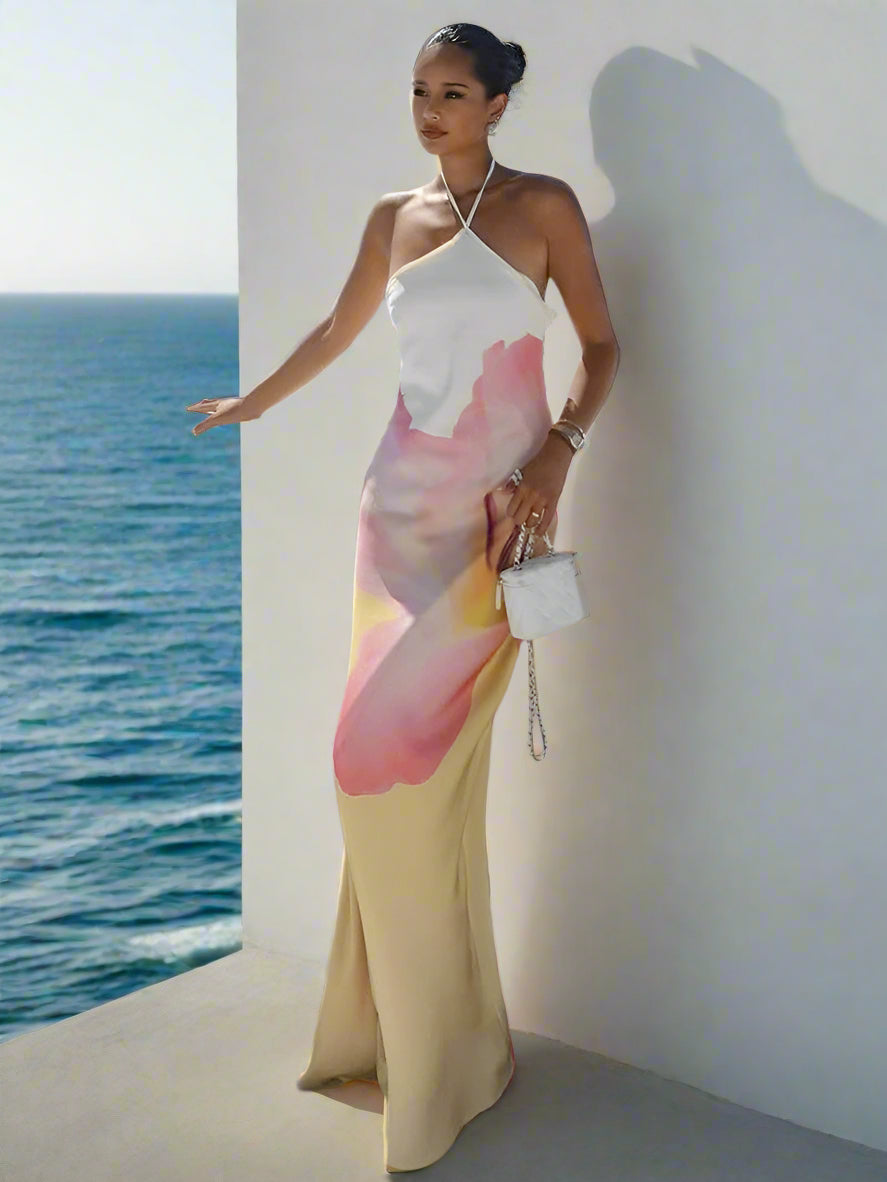 Dame Aftenkjole med Halter & Rygløst Design – Perfekt til Fester - Lisza