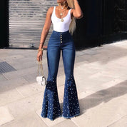 Højtaljede Y2K Flared Jeans til Kvinder - Cherryla