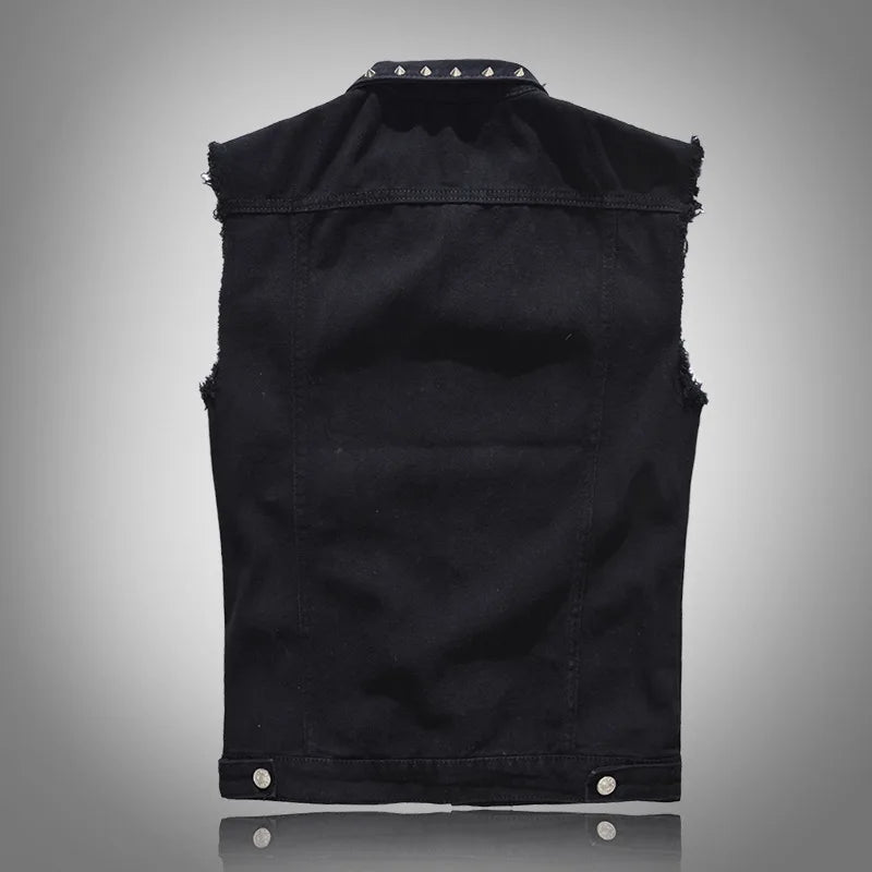 Slim fit ærmeløs denimjakke til mænd - Croher