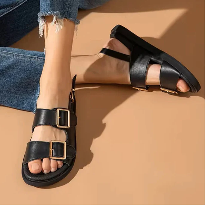 Luksuriøse Sandaler med Lav Hæl til Kvinder med Spændedesign - Kamia