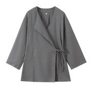 Forårs Linned Damesæt [ Kimono top + Brede Bukser ] - Marlani