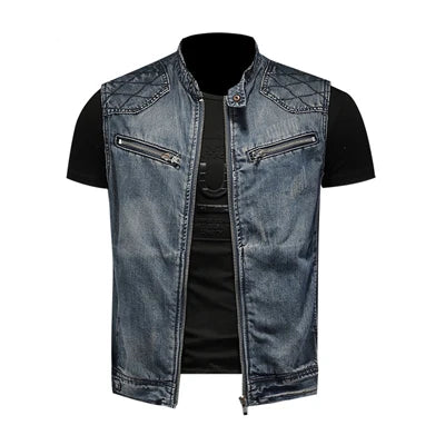Retro nødlidende denimjakke til mænd - Rockeh