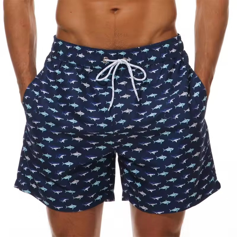 Strandshorts med tropisk tryk elastisk talje til mænd - Quveno