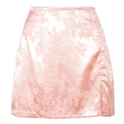 Jacquard Satin Højtaljet Mini-Nederdel - Vinead