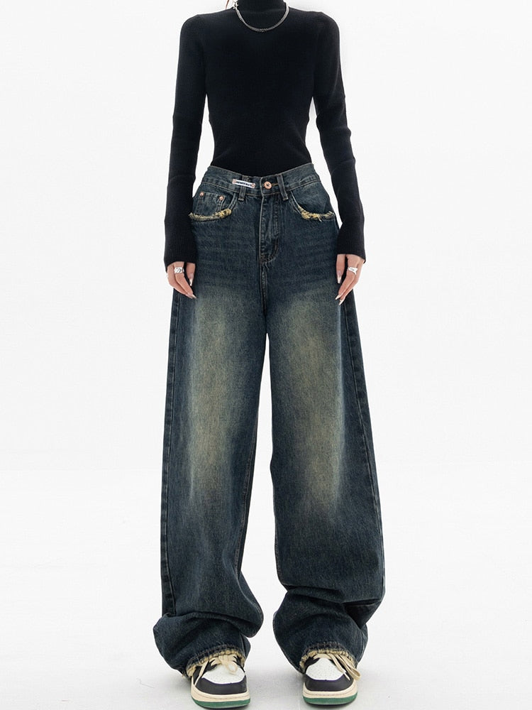 Y2K Jeans - Vintage streetwear baggy jeans til kvinder - Kenran