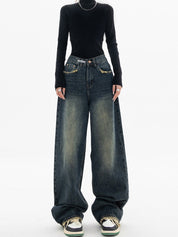 Y2K Jeans - Vintage streetwear baggy jeans til kvinder - Kenran